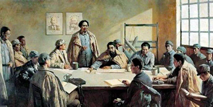 Mao Zedong durant la Conférence de Zunyi qui s'est tenue du 15 au 17 janvier 1935
