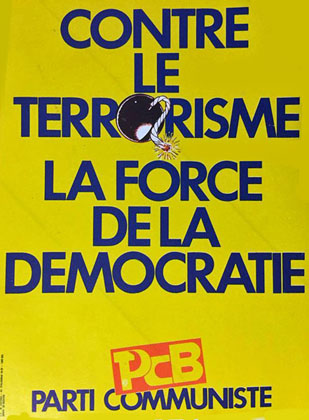 Sticker du vieux Parti "communiste" de Belgique louant "la force" de la "démocratie" bourgeoise 
