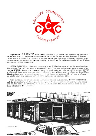 Tract de la première action des Cellules communistes Combattantes