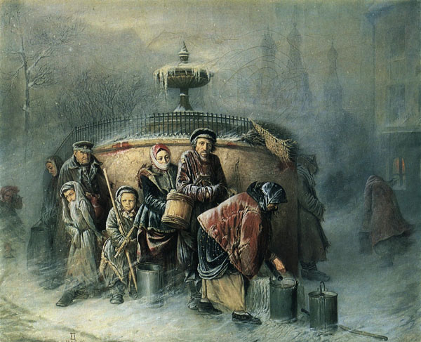 Vassili Perov-La queue au réservoir