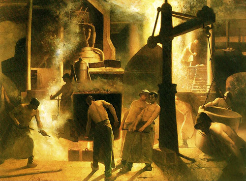 Constantin Meunier - La coulée à Ougrée