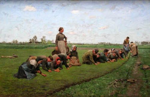 Émile Claus - Vlaswieden in Vlaanderen (Désherbage manuel du lin en Flandre)