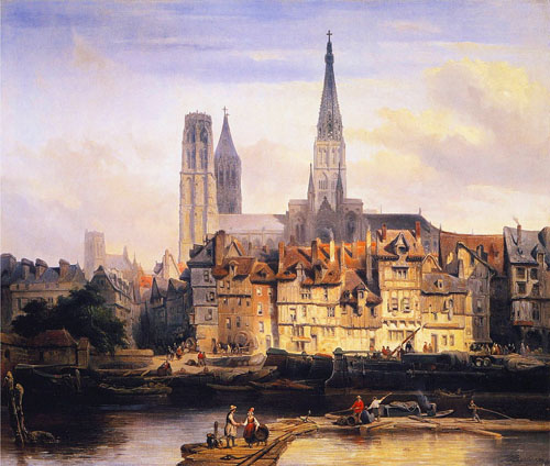Johannes Bosboom - Une vue du quai de Paris à Rouen