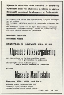 Affiche appelant à une manifestation massive-unitaire entre SVB, KVHV, VNSU et SK 
