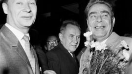 Alexander Dubček et Léonid Brejnev