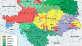 Les principales langues en Autriche-Hongrie : l’allemand, le hongrois, du côté slave le tchèque, le slovaque, le polonais, l’ukrainien, le slovène, le serbo-croate, enfin dans la famille latine le roumain et l’italien.