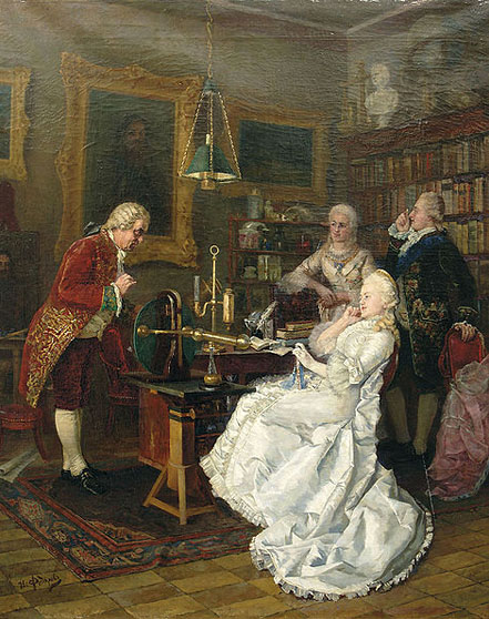 L’illustre Mikhaïl Lomonossov, avec Catherine II de Russie, tels que vu par Ivan Kuzmich Fedorov, en 1884.