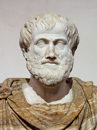 Buste d’Aristote. Marbre, copie romaine d’un original grec en bronze de Lysippse (vers 330 av. J.-C.).
