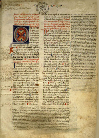 Manuscrit médiéval, en latin, de la Physique d’Aristote