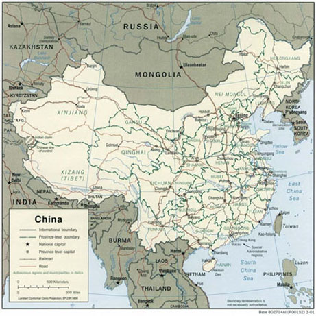 La carte de la Chine populaire