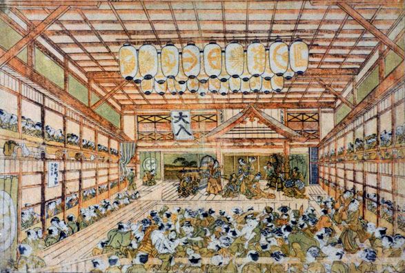 Le théâtre Kabuki d’Ichimura-za par Masanobu Okumura