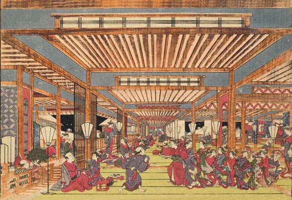 Soirée dansante pour le nouvel dans le quartier des plaisirs du nouveau Yoshiwara