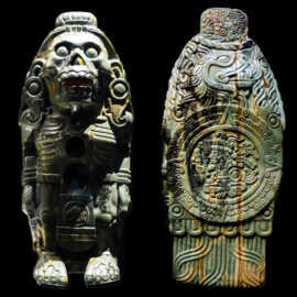 Xolotl portant le soleil sur son dos lors du passage dans l’infra-monde