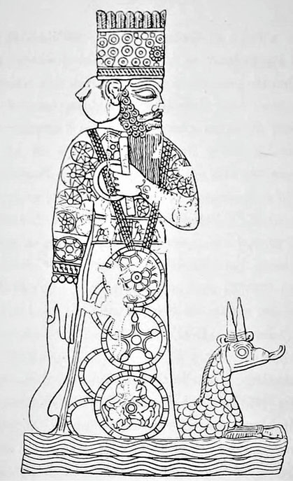 Le dieu babylonien Mardouk et le dragon Mušḫuššu