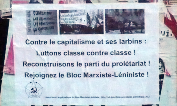 Affichage la veille de la “Journée d’action” syndicale du 6 octobre