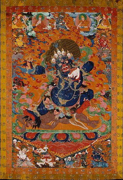 Yama, dieu de la mort de l’hindouisme, se retrouve dans le bouddhisme, Tibet, fin du 17e siècle