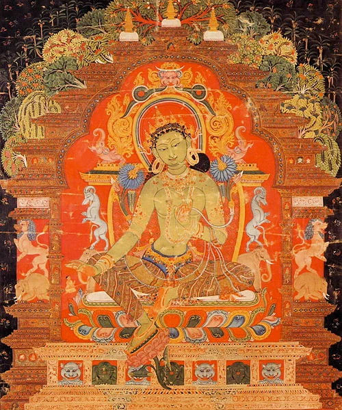 Version verte de la déesse Tara, Tibet, 13e siècle