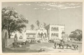La hacienda de Xcanchakan au Mexique, gravure de Frederick Catherwood, 1843