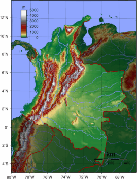 Carte topographique de la Colombie