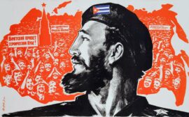 Affiche soviétique avec Fidel Castro