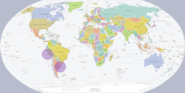 Les deux cercles sont concentrés sur Lima (avec le port de Callao) et Buenos Aires ; le canal de Panama n’existant pas encore, les navires de Lima vont jusqu’en Amérique centrale, déposent leurs marchandises qui sont ensuite transportées à pied pour ensuite repartir en navire depuis les Caraïbes