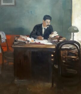 Joseph Staline rédige l'ouvrage « Le marxisme et la question nationale » - Tableau d'Ivan Vassilievitch Evstigneev, 1941