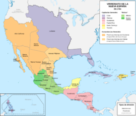 La Vice-royauté de Nouvelle Espagne en 1794 (wikipedia)