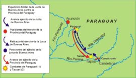 La bataille de Paraguarí et dans la foulée celle de Tacuari (wikipedia)