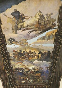 Oeuvre de Tito Salas consacrant Simón Bolívar dans le panthéon national (construit sous Antonio Guzmán Blanco) où reposent ses restes