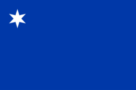 Premier drapeau, provisoire, de 1811 – le bleu fait référence à la Vierge Marie de l’Ascension (Asunción est le nom de la capitale)