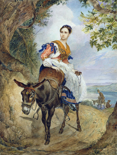 Olga Fersen sur un âne