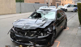 Photo de la BMW 530E dotée d'une puissance de 355 chevaux de prise peu après le drame 