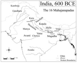 Les 16 Mahajanapadas 600 ans avant notre ère (wikipédia)