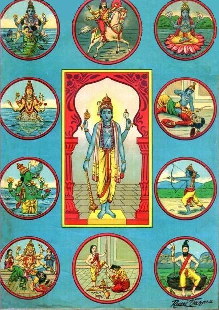Représentation des différentes incarnations de Vishnou, 19e siècle