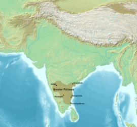 Le territoire maximum de la dynastie Pallava (wikipédia)