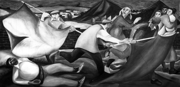 L'assassinat de Tayenne (1932). E. Dubrunfaut (série de peintures pour les 20 ans du PCB)