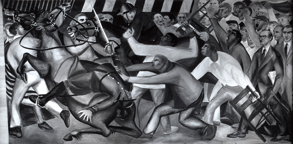 Les grandes grèves (1950). E. Dubrunfaut (série de peintures pour les 20 ans du PCB