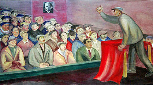 Forces murales (Louis Deltour, Edmond Dubrunfaut, Roger Somville) Premier congrès du Parti Communiste, 1921. Détrempe à l'acrylique sur toile - 1951