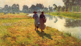 Émile Claus - Jeunes paysannes marchant sur les bords de la Lys