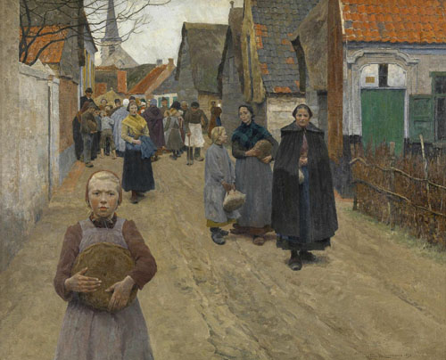 Frans Van Leemputten - Brooduitdeling in het dorp (Distribution de pain dans le village)