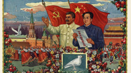 Affiche chinoise du début des années 1950, sur l’amitié et l’aide mutuelle sino-soviétique