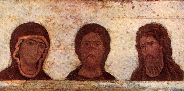 "Deisus" (Prière). Icone de la cathédrale de l'Assomption, au Kremlin (XIIe siècle).