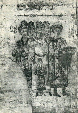 Le prince de Kiev Sviatoslav et sa famille. Miniature de l'Izbornik (1073)