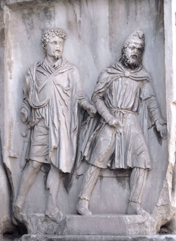 Parthes enchaînés représentés sur l’Arc de triomphe de Septime Sévère, 3e siècle