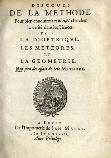 Page de titre de la première édition du Discours de la méthode, en 1637