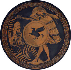 Combat entre un guerrier perse et un guerrier grec, kylix grec du 5e siècle avant notre ère