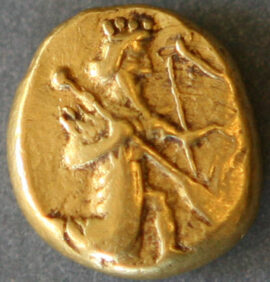 Pièce en or dite darique de la dynastie achéménide, vers 490 avant notre ère