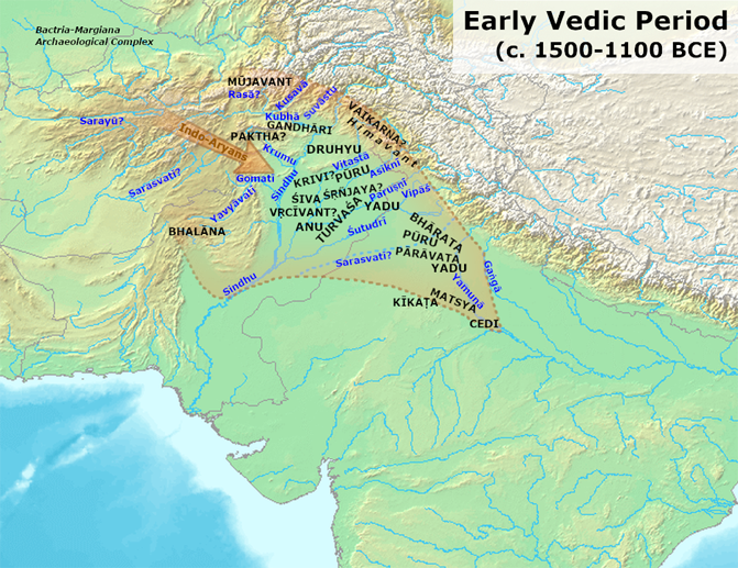 Emplacement géographique concerné par le Rig-Veda, avec la Perse comme origine (wikipedia)