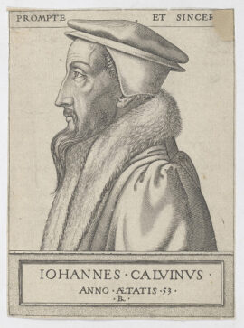 Jean Calvin à l’âge de 53 ans dans une gravure de René Boyvin (1525-1598 ?)