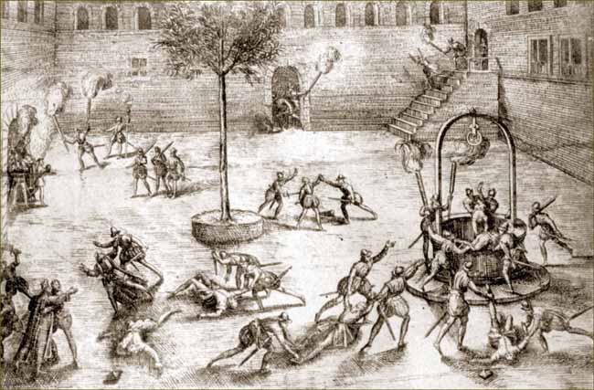 La Michelade : le jour de la Saint-Michel, le 29 septembre 1567, des calvinistes en révolte exécutent environ 80 membres du clergé catholique à Nîmes